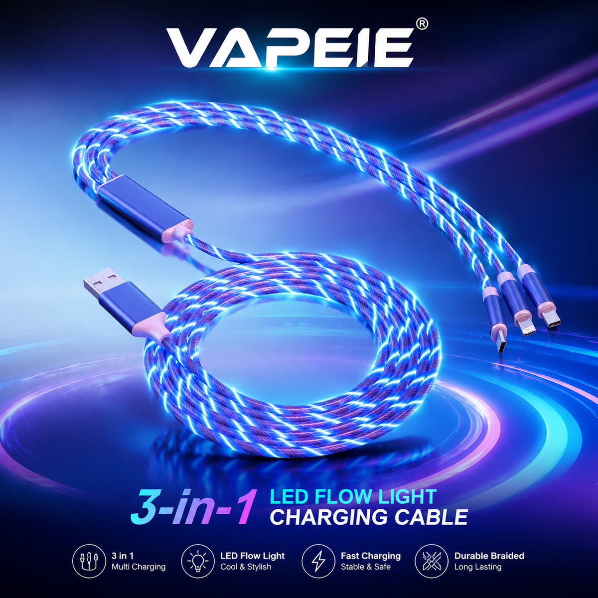 VAPEPIE β 3-in-1 LED Glow Charging Cable π